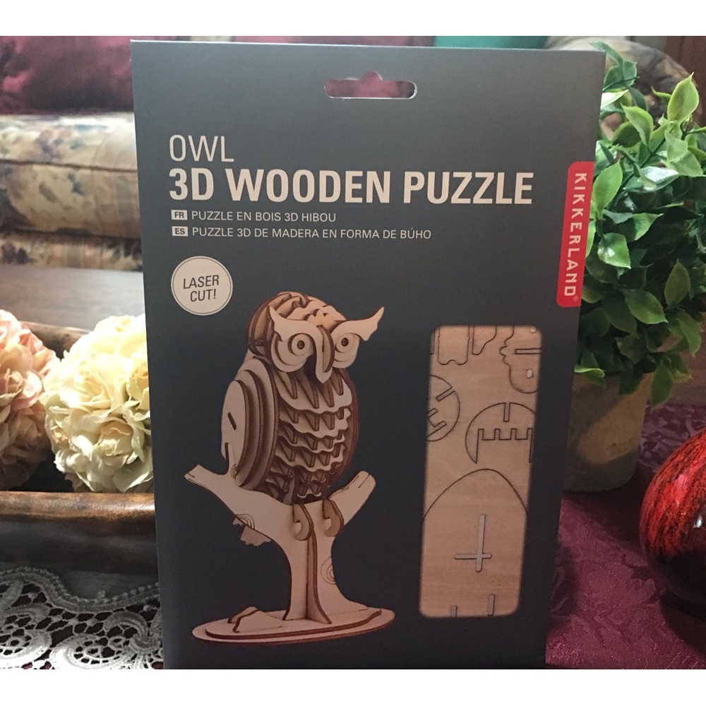 KIKKERLAND “NEW” 3D Owl Wooden Laser Cut Puzzle